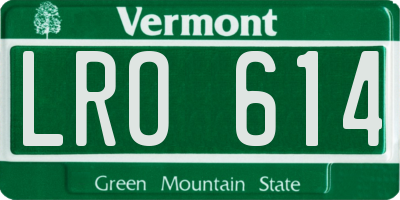 VT license plate LRO614