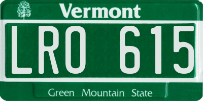VT license plate LRO615