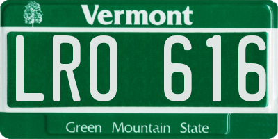 VT license plate LRO616