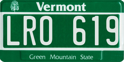 VT license plate LRO619