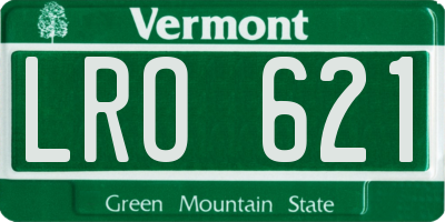 VT license plate LRO621