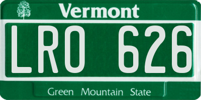 VT license plate LRO626