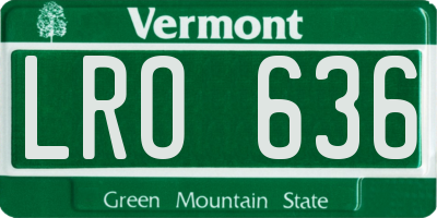 VT license plate LRO636