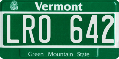 VT license plate LRO642