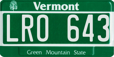 VT license plate LRO643