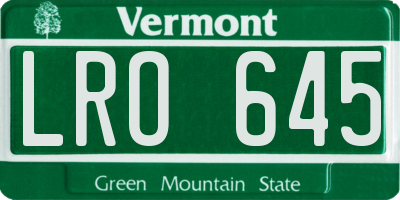 VT license plate LRO645
