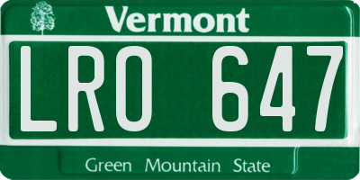VT license plate LRO647