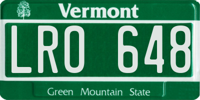 VT license plate LRO648