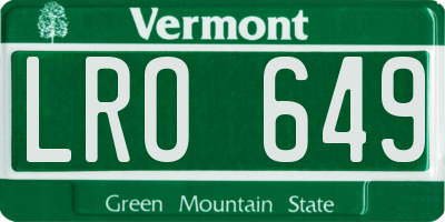VT license plate LRO649
