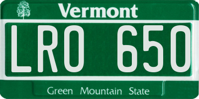 VT license plate LRO650