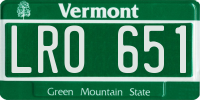 VT license plate LRO651