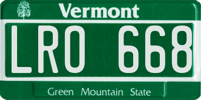 VT license plate LRO668