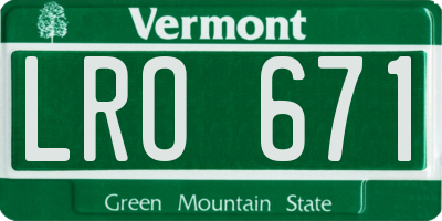VT license plate LRO671