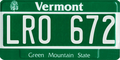 VT license plate LRO672