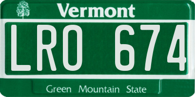 VT license plate LRO674