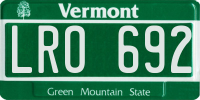 VT license plate LRO692