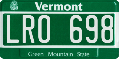 VT license plate LRO698