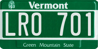 VT license plate LRO701