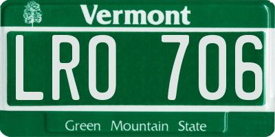 VT license plate LRO706