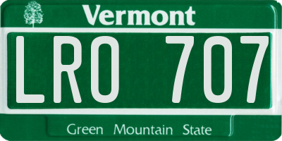 VT license plate LRO707