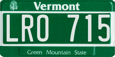 VT license plate LRO715