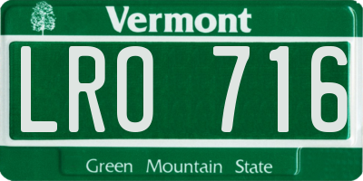 VT license plate LRO716
