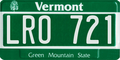 VT license plate LRO721