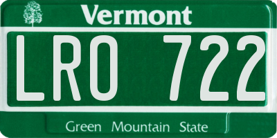 VT license plate LRO722