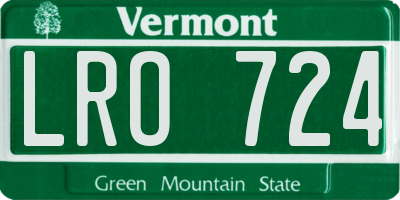 VT license plate LRO724