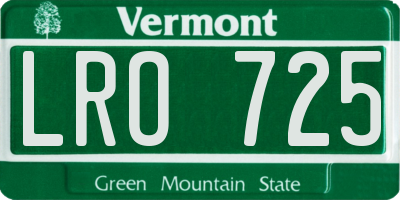 VT license plate LRO725