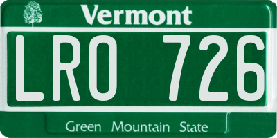 VT license plate LRO726