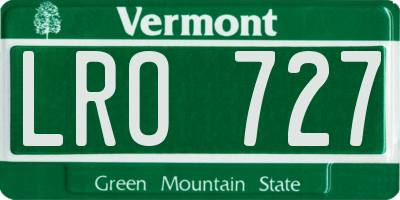 VT license plate LRO727
