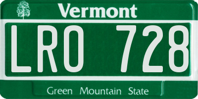 VT license plate LRO728