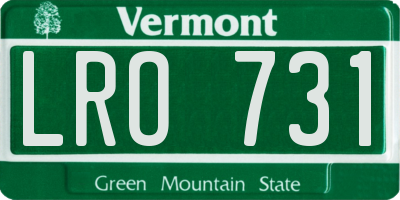 VT license plate LRO731
