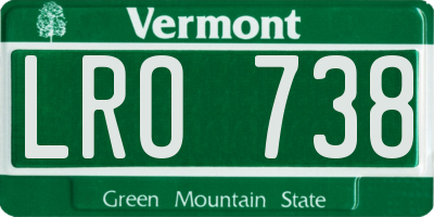 VT license plate LRO738