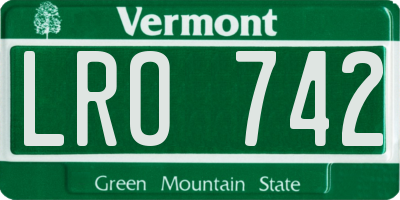 VT license plate LRO742