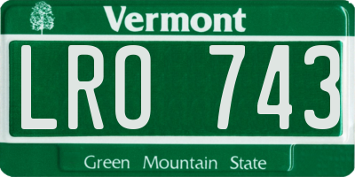 VT license plate LRO743