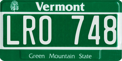 VT license plate LRO748