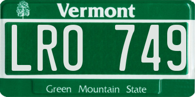 VT license plate LRO749