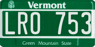VT license plate LRO753