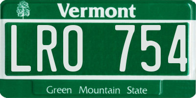 VT license plate LRO754