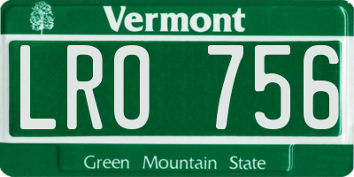 VT license plate LRO756