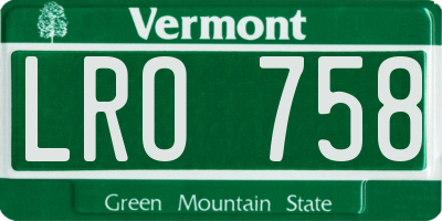VT license plate LRO758