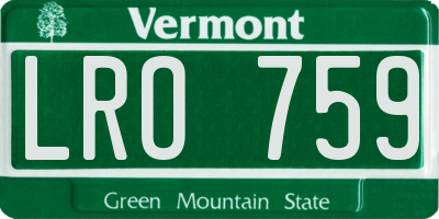 VT license plate LRO759