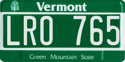 VT license plate LRO765