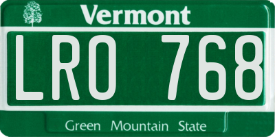 VT license plate LRO768