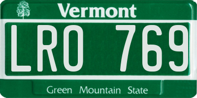 VT license plate LRO769