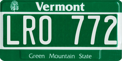 VT license plate LRO772