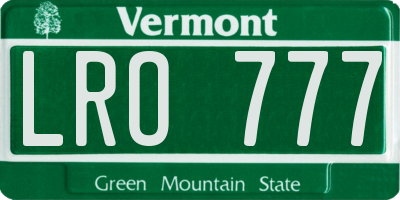 VT license plate LRO777