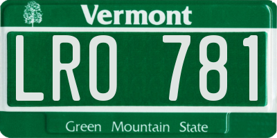 VT license plate LRO781